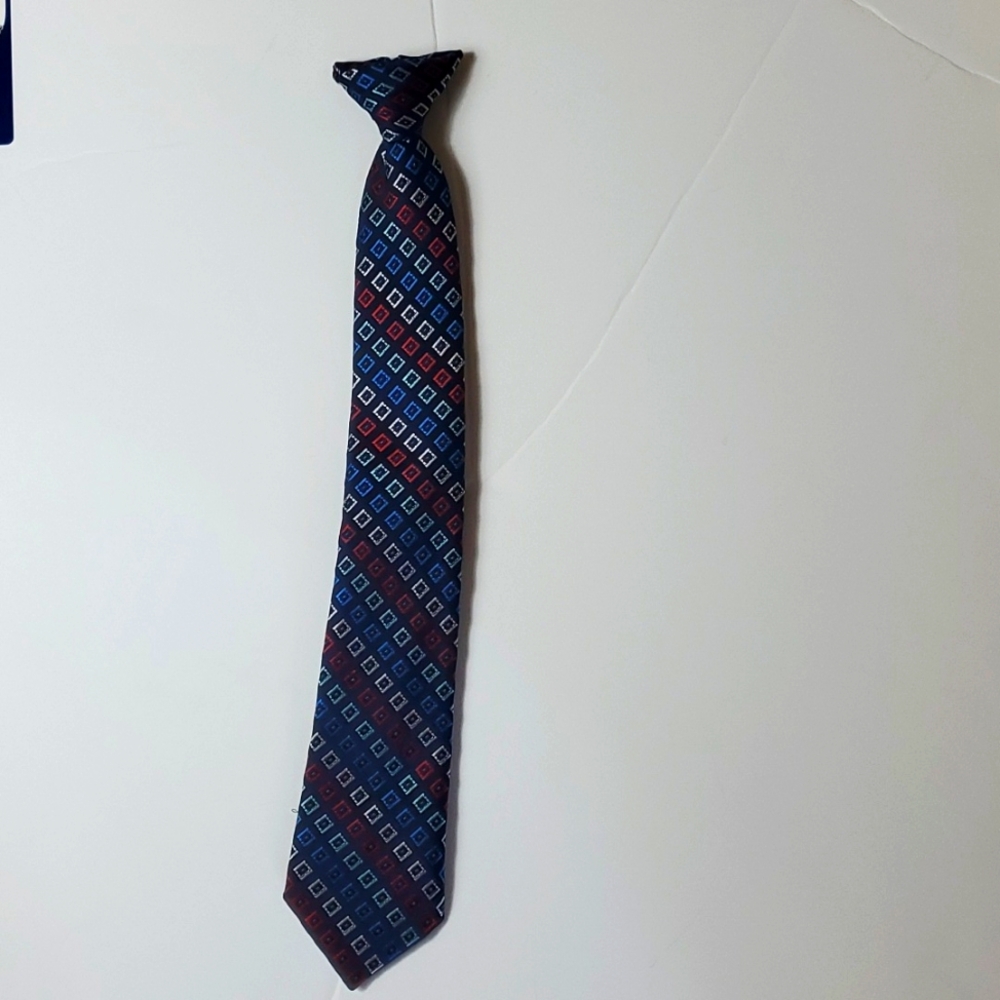 George red, white and blue patterned clip on tie